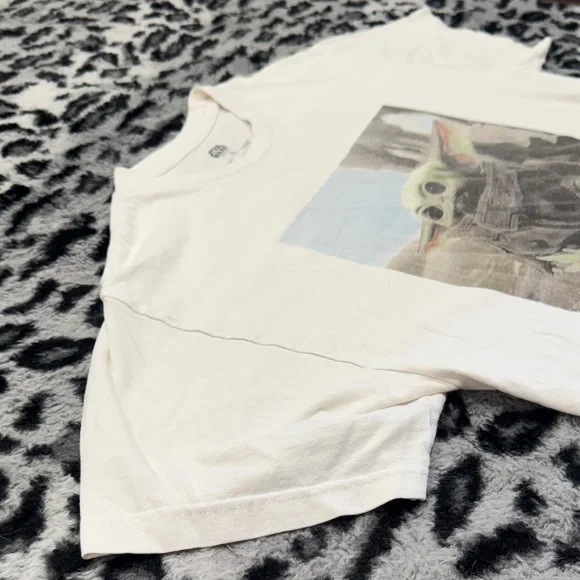 Star Wars White Tee with Baby Yoda Print - Picture 3 of 5